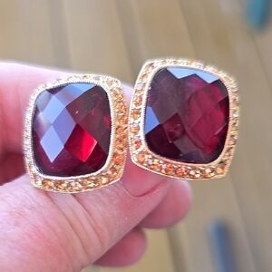 Luxurious Garnet and Gold Men's Earrings